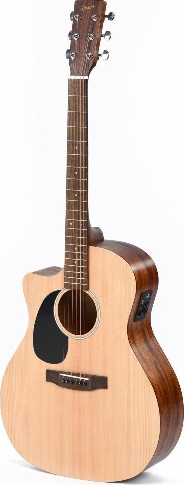 Ditson GC-10EL Grand Om Solak Elektro Akustik Gitar (Natural) - Image 1