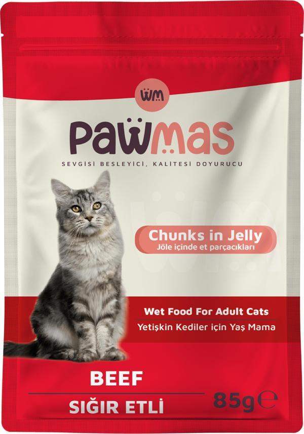 Pawmas Pouch Sığır Etli Yetişkin Kedi Yaş Maması 85 Gr - Image 1