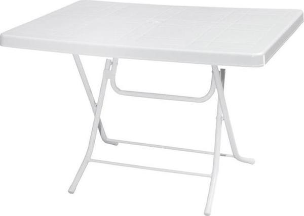 Omnipazar MT-GFM240 Prima Roccia Plastik Kare Bahçe Balkon Masa 70x110 cm Beyaz - Image 1
