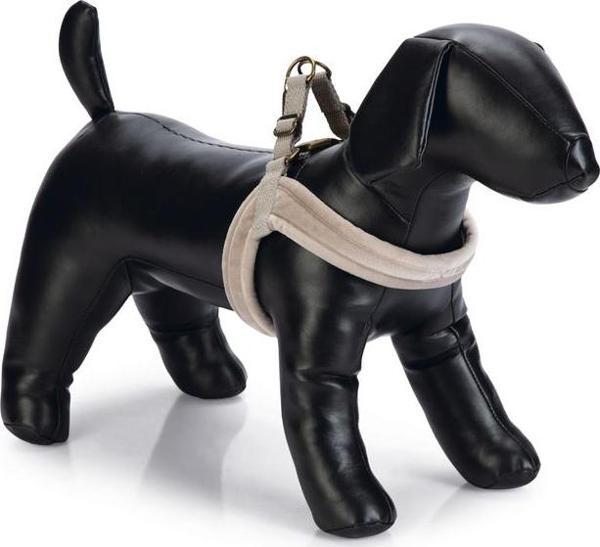 Beeztees DBL Köpek Göğüs Tasması, Velur, Gri, XS, 20mm x 46cm - Image 1