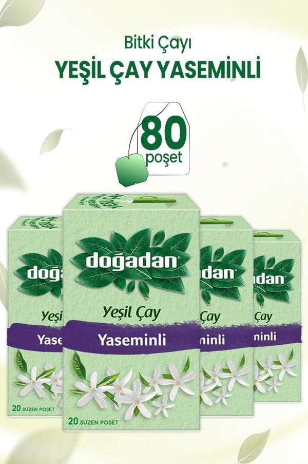 Doğadan Yeşil Çay Yaseminli 20&#39;Li Poşet X 4 Adet - Image 1