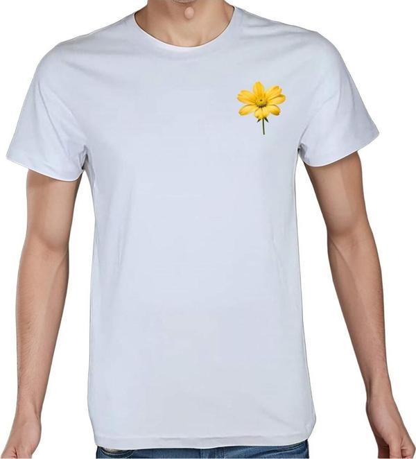 Beyaz Penguen Flower T-Shirt %100 Pamuklu Beyaz Penye Basic Erkek Tişört Beyaz S - Image 1