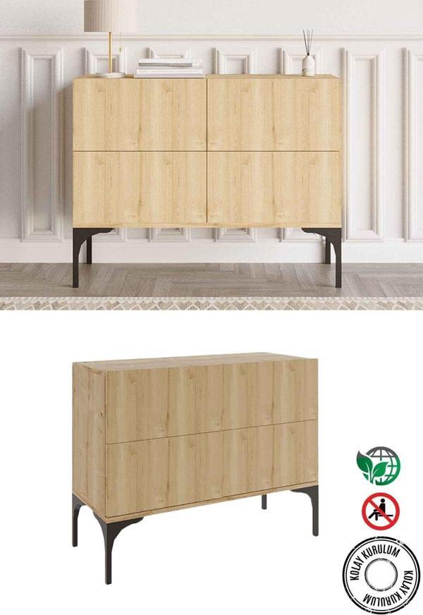 Decormet Dört Kapaklı Çok Amaçlı Konsol Safir Meşe - Image 1