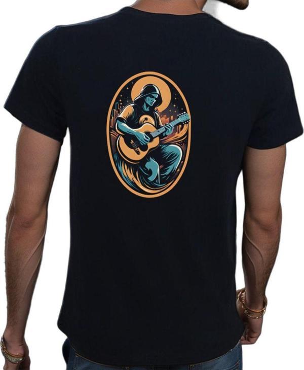 Beyaz Penguen Elip Guitar T-Shirt %100 Pamuklu Siyah Penye Basic Erkek Tişört Siyah XL - Image 1