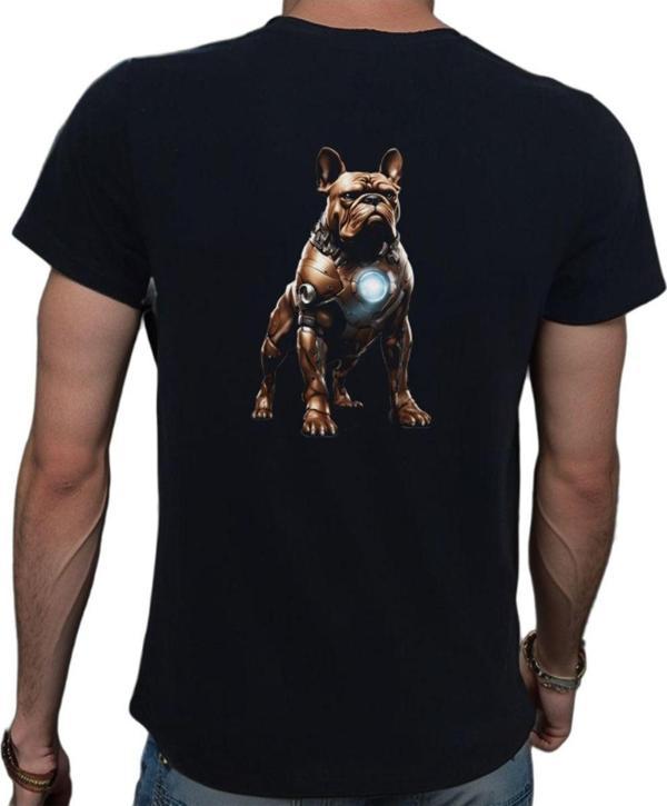 Beyaz Penguen Bulldog T-Shirt %100 Pamuklu Siyah Penye Basic Erkek Tişört Siyah S - Image 1