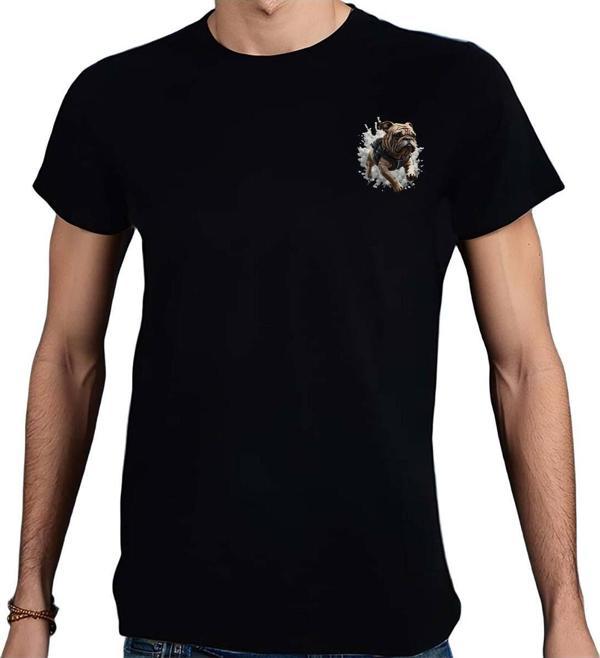 Beyaz Penguen Bulldog T-Shirt %100 Pamuklu Siyah Penye Basic Erkek Tişört Siyah L - Image 1