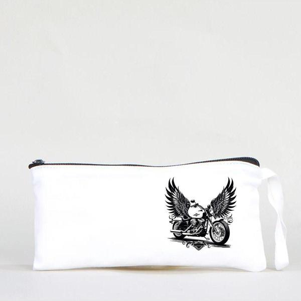 Beyaz Penguen Tattoo Bez Kalemlik Çanta 21X10 Cm Beyaz - Image 1