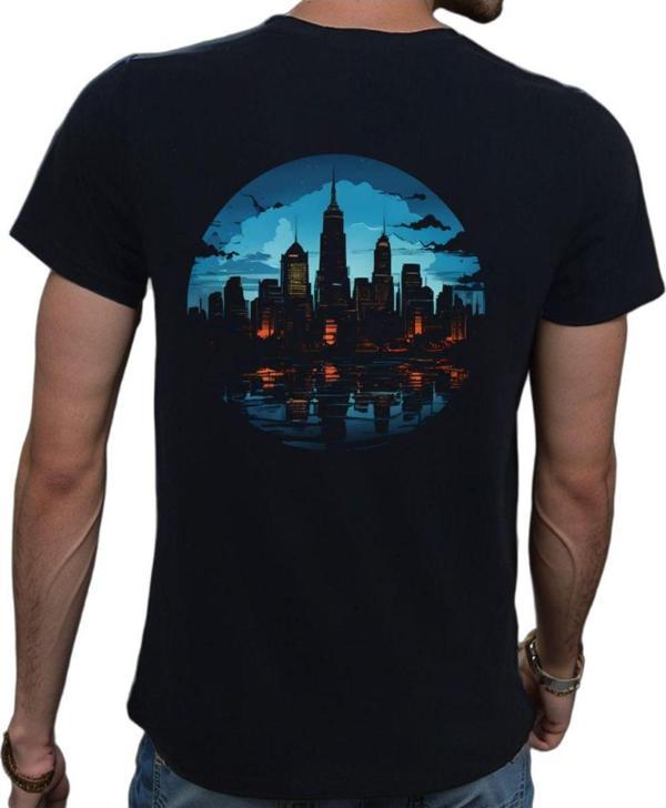 Beyaz Penguen City T-Shirt %100 Pamuklu Siyah Penye Basic Erkek Tişört Siyah M - Image 1