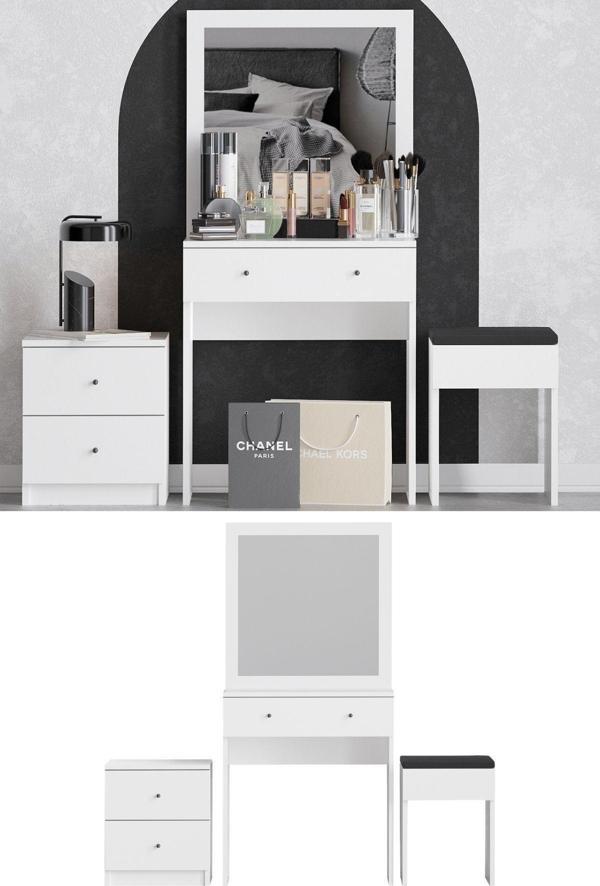 Decormet Nice Makyaj Masası Beyaz - Image 1