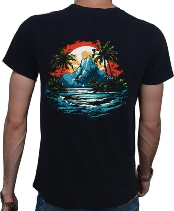 Beyaz Penguen Island T-Shirt %100 Pamuklu Siyah Penye Basic Erkek Tişört Siyah XL - Image 1