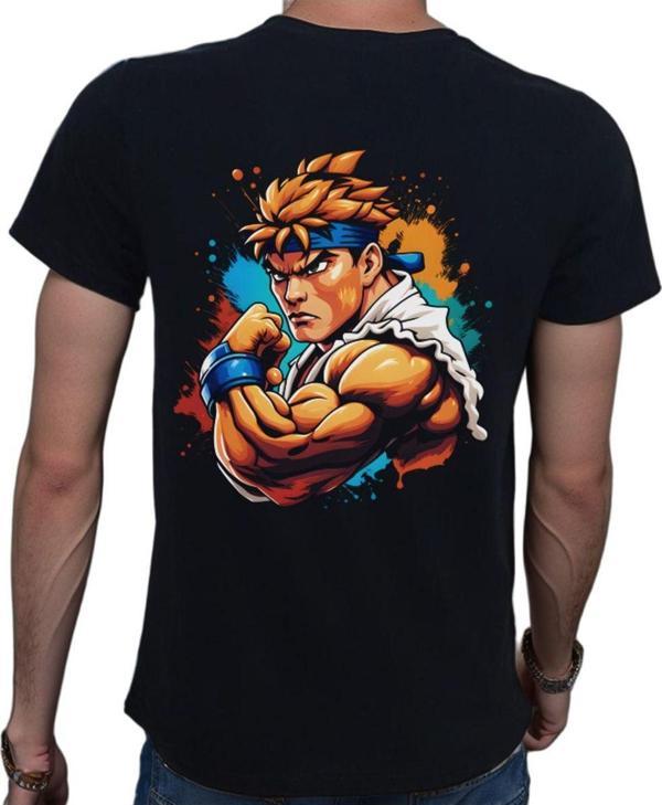 Beyaz Penguen Splash Fight T-Shirt %100 Pamuklu Siyah Penye Basic Erkek Tişört Siyah L - Image 1