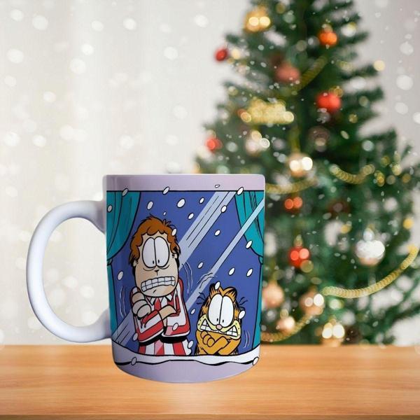 Garfield Ve Sahibi - Kar Soğuğu Porselen Kupa - Image 1