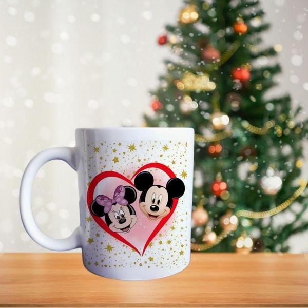 Mickey Ve Minnie Mouse Aşkı Kişiye Özelleştirilebilir Porselen Kupa - Image 1