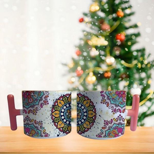 Çiçekli otantik mandala Porselen Fincan / Kupa -mug - Image 1