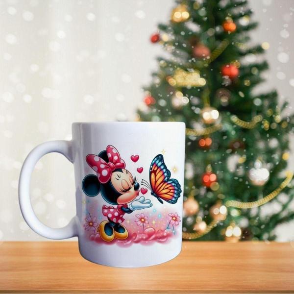 Minnie Mouse Ve Kelebekler Porselen Kupa - Image 1