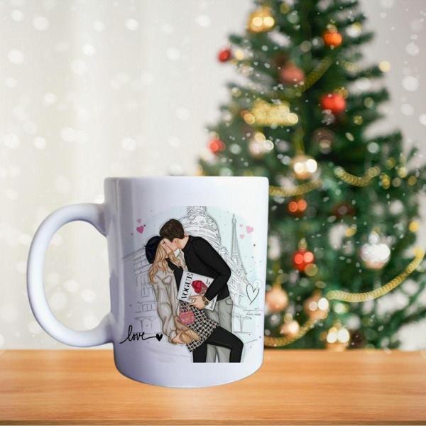 Aşık Çiftler - Paris'te Aşk Başkadır Porselen Kupa - Image 1