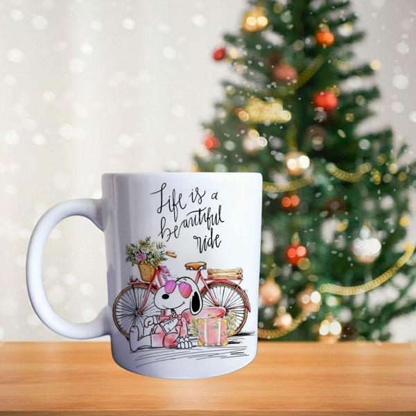 Snoopy bisikletiyle Porselen Kupa - Image 1