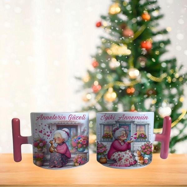 Annelerin güzeli Anneler günü kedili Porselen Fincan / Kupa -mug - Image 1