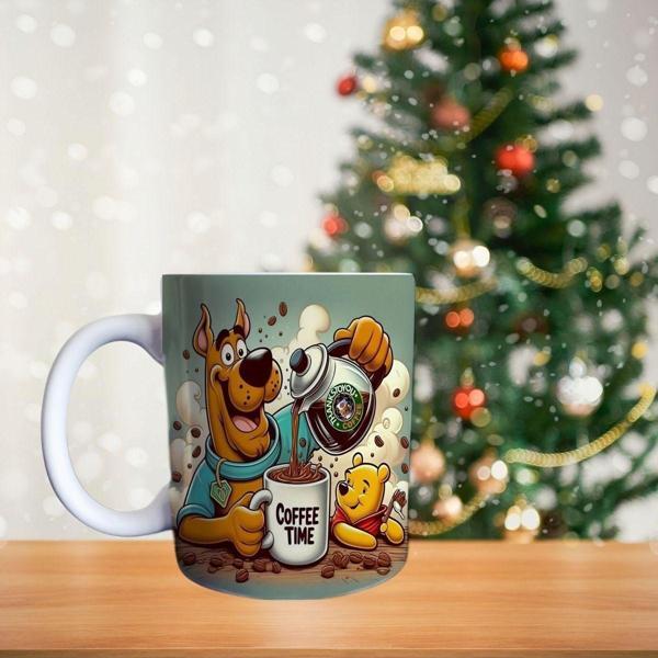 Scooby Doo Ve Winnie The Pooh Porselen Kupa - Image 1