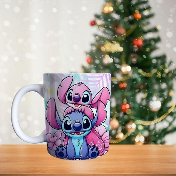 Stitch ve Sevgilisi Porselen Kupa - Image 1