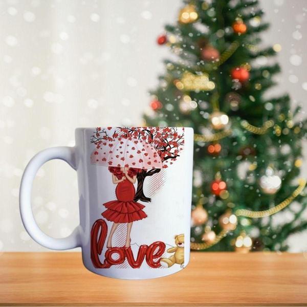 Kalp Yağmuru - Happy Birthday Porselen Kupa - Image 1