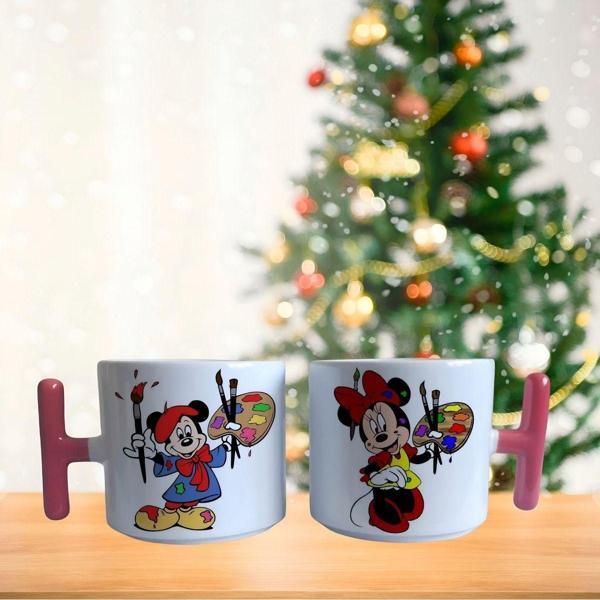 Ressam mickey ve minnie mouse kahve fincan takımı - Image 1