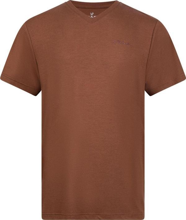 2AS Victor Erkek Viloft V Yaka T-Shirt Kahverengi - Image 1