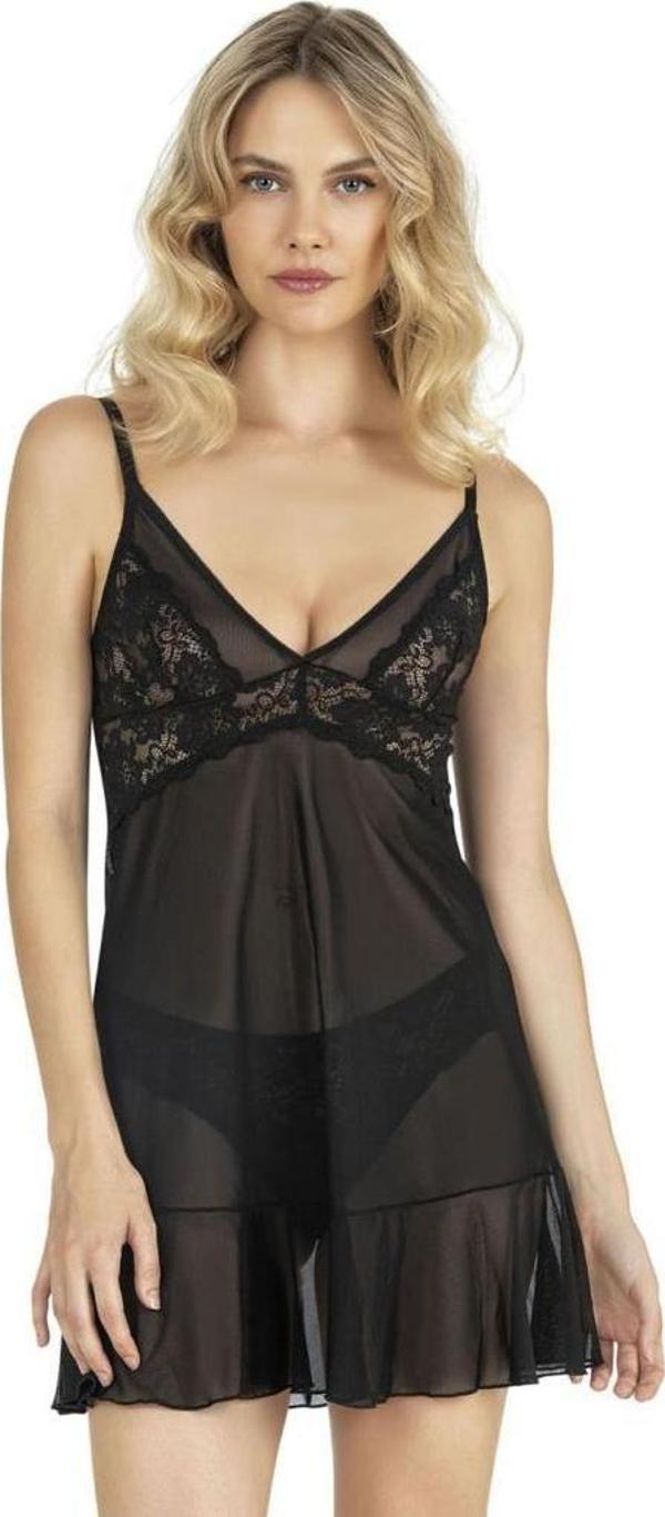 Fabony Bayan Kısa Tül Gecelik String Külot Takım 4180 - Image 1