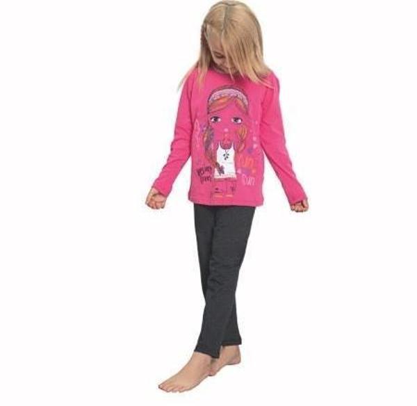 Donex Kız Çocuk Baskılı Uzun Kollu Pijama Takımı 520 - Image 1
