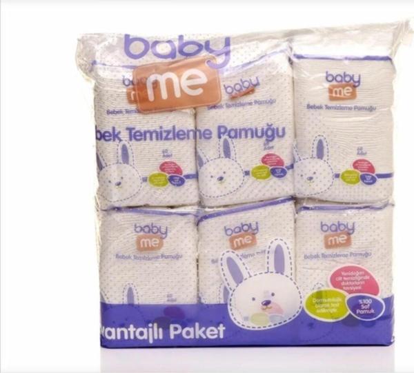 Baby&Me Bebek Alt Ve Vücut Cilt Temizleme Pamuğu 6'lı Paket - Image 1