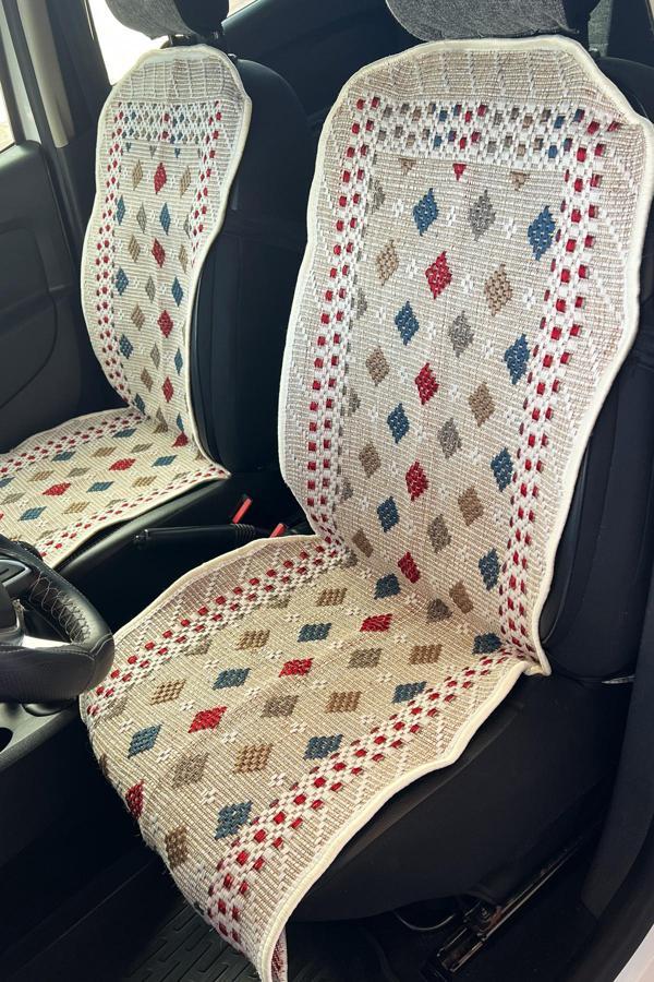 Oto Koltuk Kılıf Kilim 3 Parça Set Terletmez Jüt İplik Dokuma Universal - Image 1