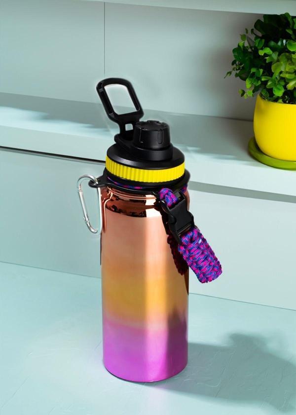 1395-1 Paslanmaz Çelik Sızdırmaz Çift Katmanlı Taşıma Askılı Çay Kahve Termosu Bakır 700 ml - Image 1