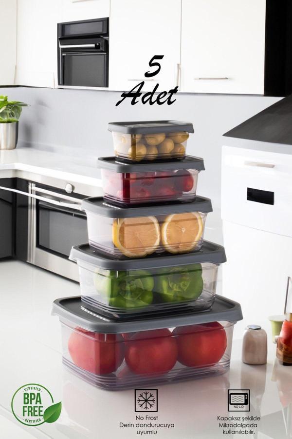 1362 Festiva 5 Li Dikdörtgen No-Frost Derin Dondurucu Mikrodalga Yiyecek Saklama Kabı Seti - Image 1