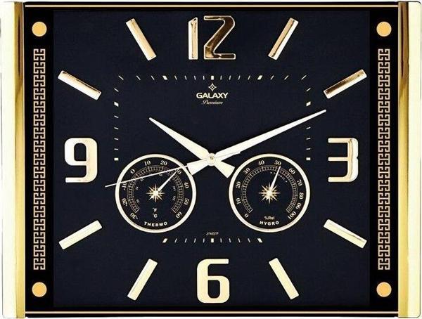 PREMİUM BAROMETRELİ ISI - NEM ÖLÇER KABARTMA RAKAMLI DUVAR SAATİ 41.5X32CM  707-A-1  GO5060Gok120510 - Image 1