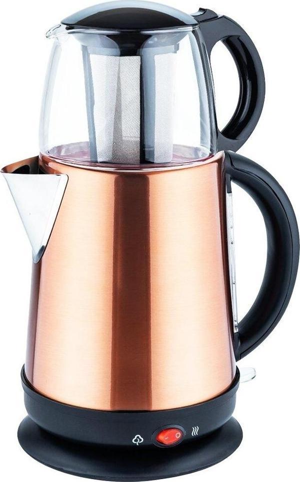 AWOX DEMGLASS  BRONZ ÇELİK GÖVDE=1.7LT  +  CAM DEMLİK=1.2LT  ELEKTRİKLİ ÇAY MAKİNESİ ÇAYCI  2100W  GO5060Gok111730 - Image 1