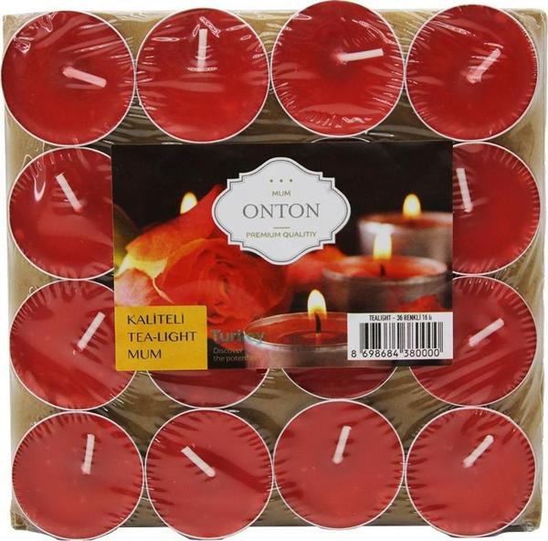 16 PARÇA  KIRMIZI TEA LİGHT YUVARLAK MUM  GO50601520280 - Image 1
