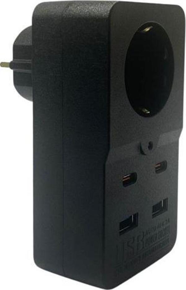 Isıya Dayanıklı Termal Akım Korumalı 1 Priz Girişli 2 USB Girişli 2 TYPE-C Girişli Pirz  GO50606223470 - Image 1
