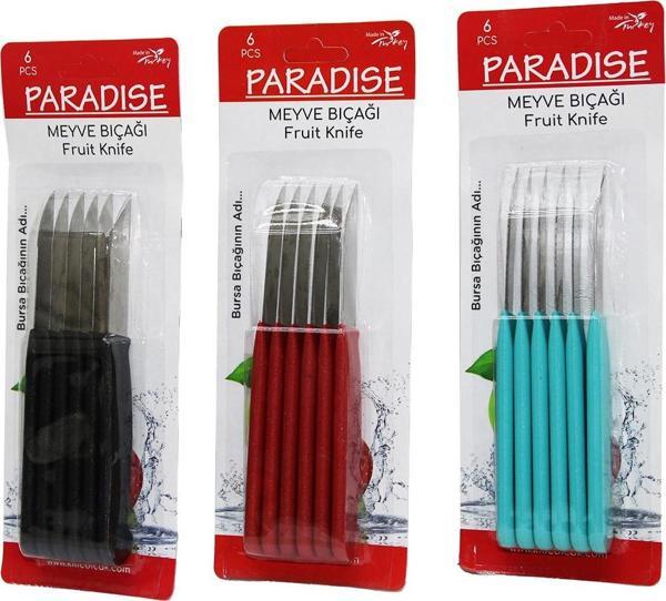 6 PARÇA  MEYVE BIÇAK RENKLİ PLASTİK SAPLI  GO50606311490 - Image 1