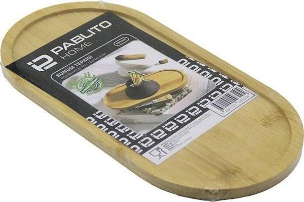 OVAL  AHŞAP BAMBU YAĞDANIK ALTLIK - SUNUM TEPSİ  12X24X0.8CM  GO5060Gok223136 - Image 1