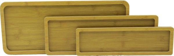 DİKDÖRTGEN - DÜZ KENAR - 3LÜ SET AHŞAP MDF SUNUM TEPSİ SETİ 10X33.5-14X39.5-19.5X45CM  GO5060Gok223087 - Image 1