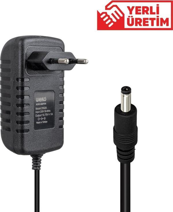 19.75 VOLT - 1 AMPER 4.0*1.35 UÇLU YERLİ ÜRETİM PLASTİK KASA PRİZ TİPİ ADAPTÖR  GO506089MT-25528 - Image 1