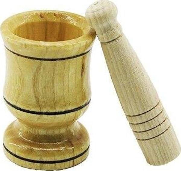 KÜÇÜK BOY  AHŞAP HAVAN SARIMSAK DÖVECEK Ç: 6CM--D: 4CM--Y: 8.8CM FİLELİ AMBALAJ  GO5060Gok223025 - Image 1