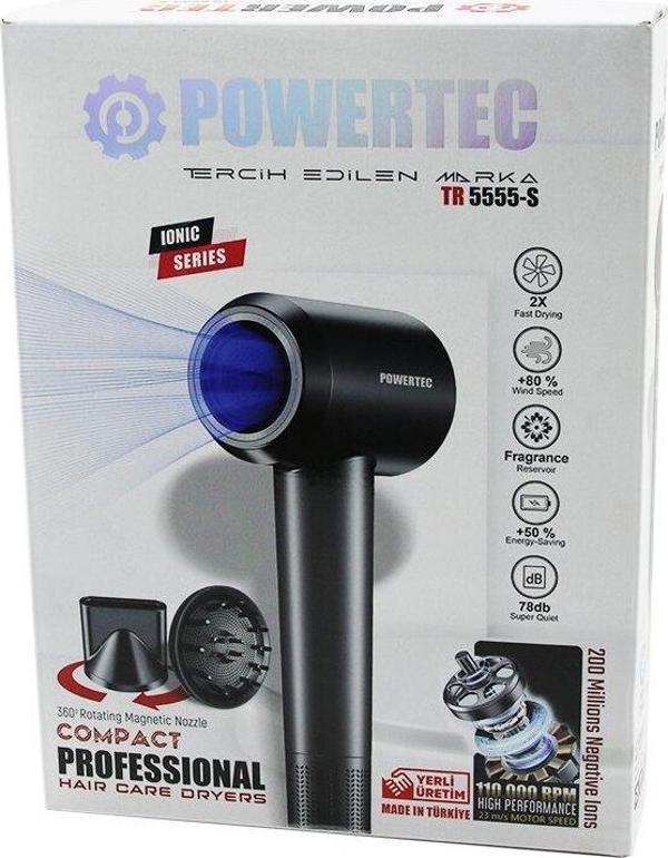 PLAZMA - IONIC  SAÇ KURUTMA - FÖN MAKİNESİ  SESSİZ - GÜÇLÜ MOTOR   MIKNATISLI BAŞLIKLAR  TR-5555-S  GO5060Gok111613 - Image 1