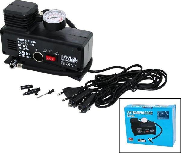 2IN1- FİŞLİ - OTO ÇAKMAKLIK TEK PİSTON KOMPRESÖR AC/DC - 12V-230V - 250PSI  GO5060Gok111581 - Image 1