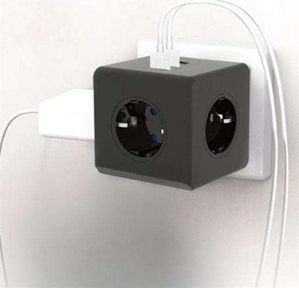 Isıya Dayanıklı Termal Akım Korumalı ve Çocuk Korumalı 3 Priz Girişli 3 USB Girişli Küp Priz  GO50604244890 - Image 1