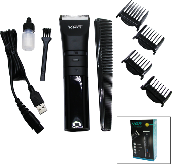 IPX7 SUYA DAYANIKLI 2 KADEMELİ TURBO - LED GÖSTERGE USB ŞARJLI SAÇ SAKAL KESME - TRAŞ MAKİNESİ  V-286  GO50604440320 - Image 1