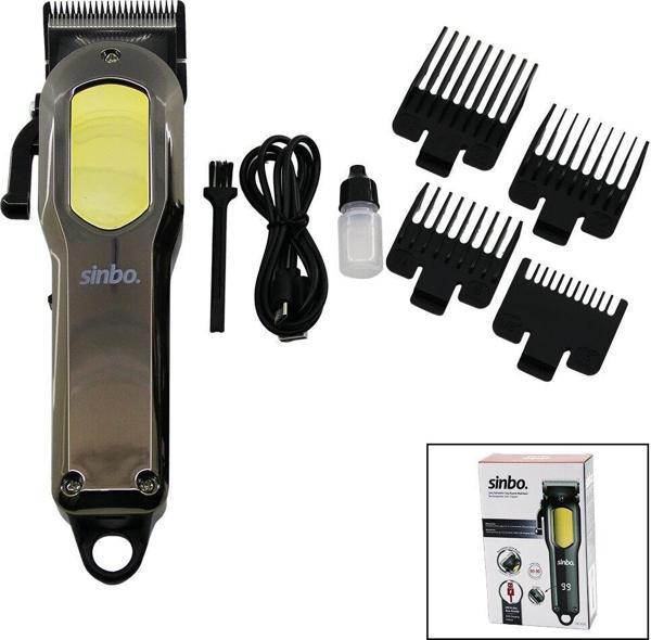 KESİM AYAR MANDALLI USB ŞARJLI - LCD GÖSTERGELİ SAÇ KESME TRAŞ MAKİNESİ GÖVDE KROM KAPLAMA SHC-4396  GO5060Gok111542 - Image 1