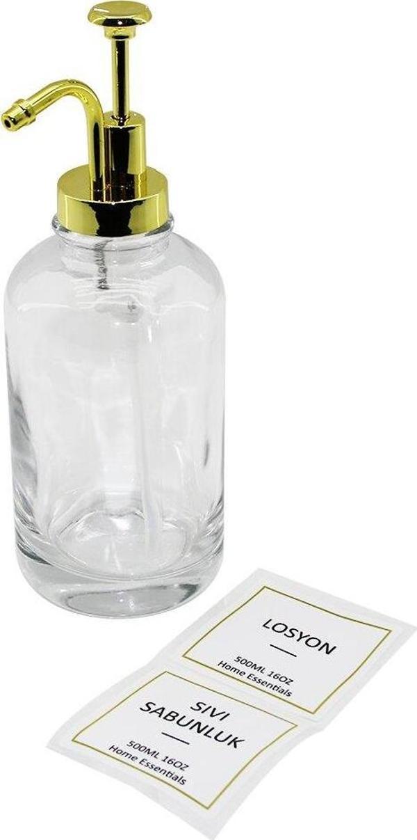YUVARLAK ŞEFFAF CAM SIVI SABUNLUK 500ML  GO5060Gok210718 - Image 1