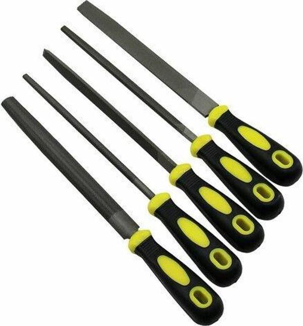 5 PARÇA  8&#39;&#39; ÇELİK EĞE SETİ BALIK SIRTI - ÜÇGEN - KARE - YUVARLAK - DÜZ GENİŞ  GO50604532090 - Image 1