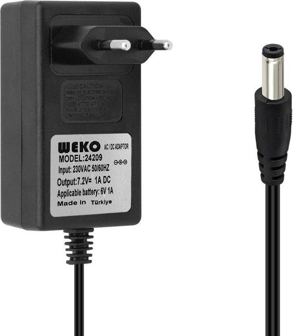 7.2 VOLT - 1 AMPER 5.5*2.5 UÇLU KIRMIZI YEŞİL LEDLİ YERLİ ÜRETİM PRİZ TİPİ ŞARJ ADAPTÖR (OUT:6V-1A)  GO50603028590 - Image 1